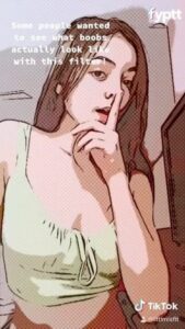 Cute Girl Comes Back With Her Pretty Anime (Comic Panel Filter) Titties on Sexy TikTok