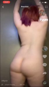 Cute violet haired girl with ghost tits gets naked on TikTok