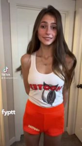 Amateur brunette Hooters girl gets naked with her TikTok