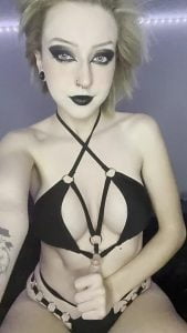 Goth Natural boobs Black lingerie by emokitten_xoxo