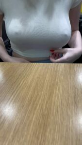 Natural tits Showing boobs Restaurant by loveofmylife69