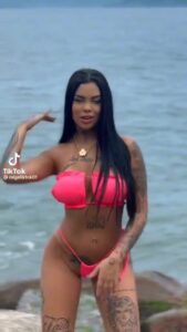 Dj Nathi Tatooed Hot Babe Doing Hot Tiktok Dance With Pink Bikiny