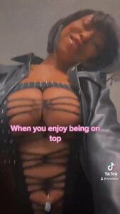 Gorgeous Black Babe Shows How To Rides Cock In Lingerie Tiktok Video